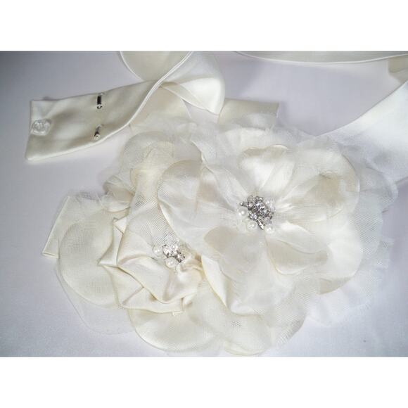 Floral satin rhinestone bridal belt satin wedding handmade floral dress sash - Picture 7 of 7